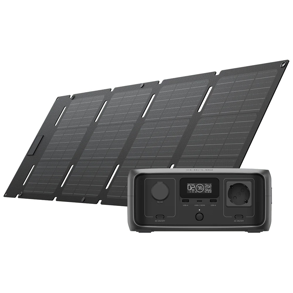 EcoFlow RIVER 3 UPS + panneau solaire pliable 45W avec USB-C